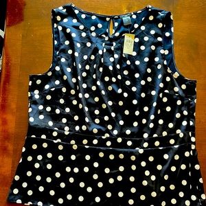 Ann Taylor Women’s XL new with tags. Black and white polka dot sleeveless blouse